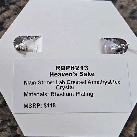 Bomb Party RBP6213 "Heaven's Sake" Amethyst Ice Crystal Earrings - Picture 4 of 5